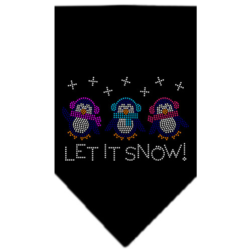 Let It Snow Penguins Rhinestone Bandana Black Small